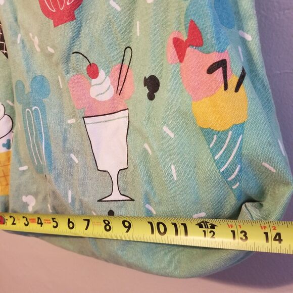 Disney Store Ice Cream Treats Sundae Canvas Tote Bag Green Zips 16" - Picture 13 of 16